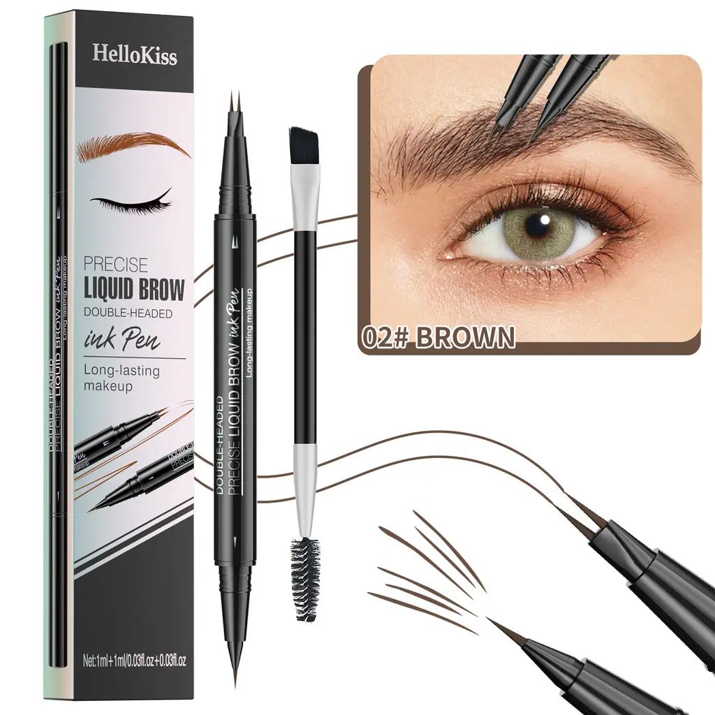 Two Fork Eyebrow Pencil Waterproof Sweat-proof Wild Eyebrow Double Head 2 In1 Eyebrow Pencil Liquid - Brown