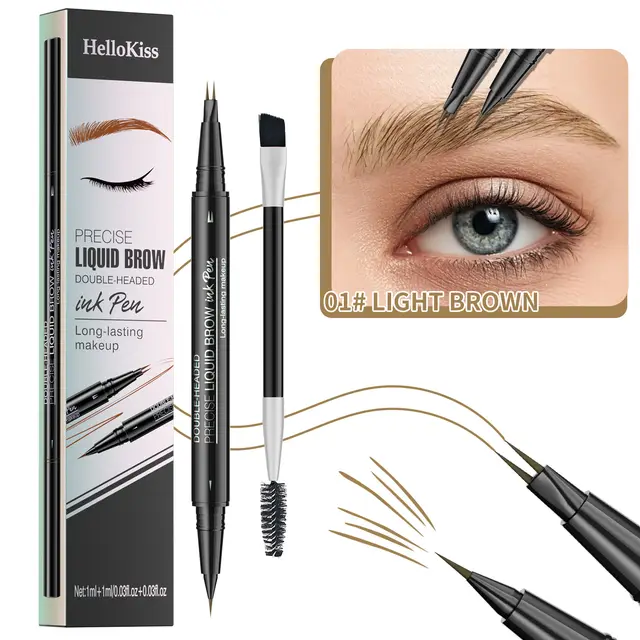 Two Fork Eyebrow Pencil Waterproof Sweat proof Wild Eyebrow Double Head 2 In1 Eyebrow Pencil Liquid Light Brown - Shop at LoveMi