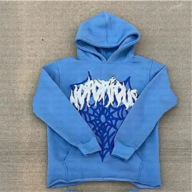 Spider Web Printed Hoodie Men's Women's Pullover Trousers Blue Coat - Shop at LoveMi