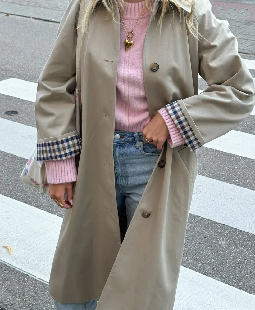 Polo Shirt Trench Coat For Women Khaki Single breasted Beige - Shop at LoveMi