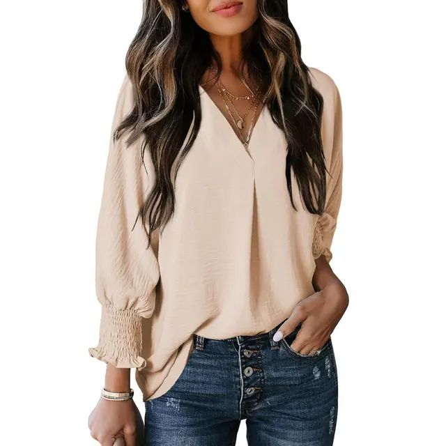 Women's Fashion Casual Loose Shirt Top Apricot - Shop at LoveMi