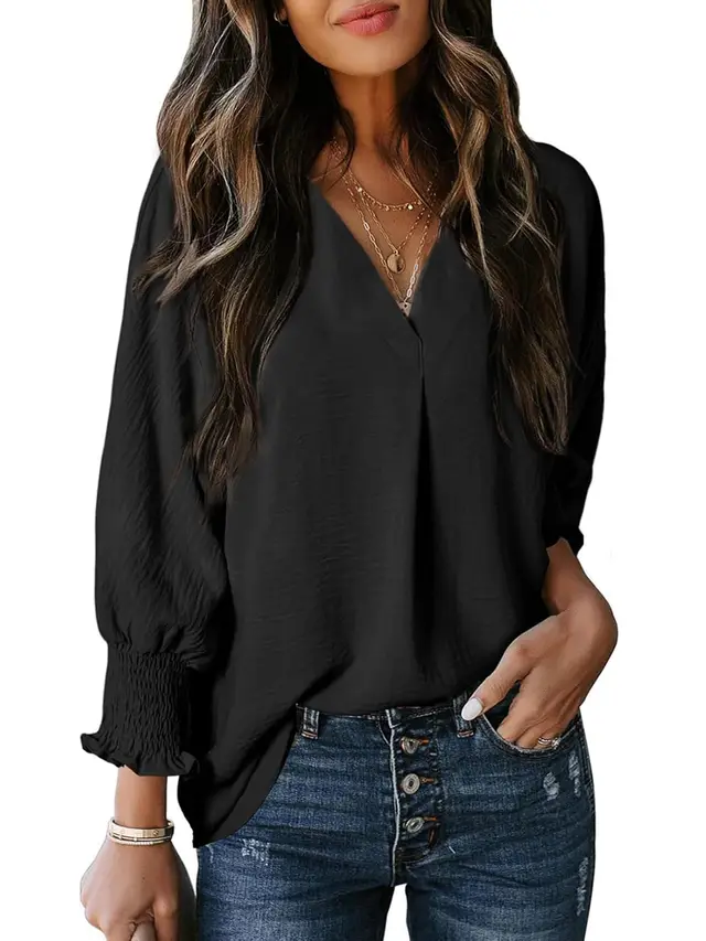 Women's Fashion Casual Loose Shirt Top Black - Shop at LoveMi