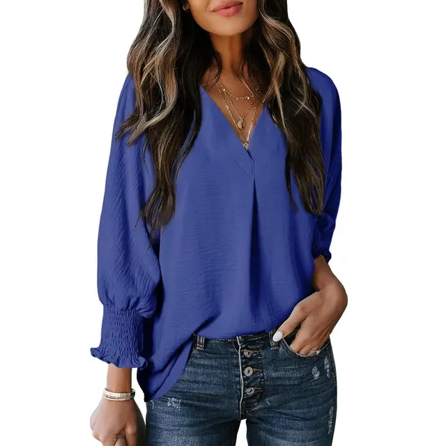 Women's Fashion Casual Loose Shirt Top Blue - Shop at LoveMi