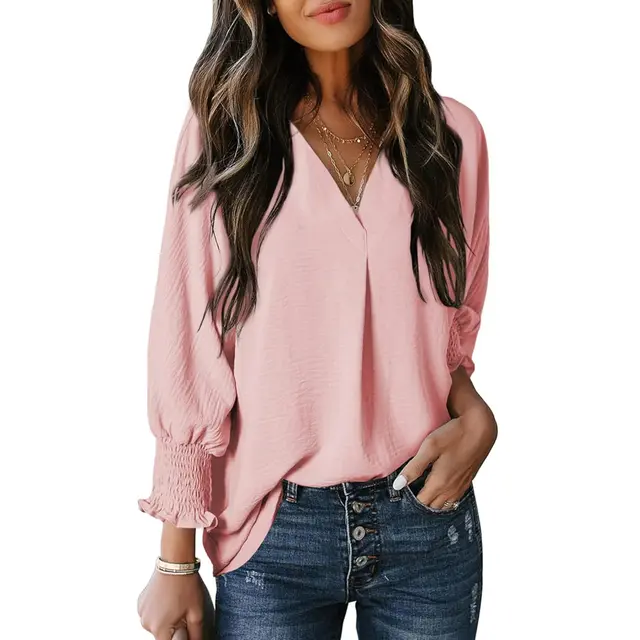 Women's Fashion Casual Loose Shirt Top Pink - Shop at LoveMi