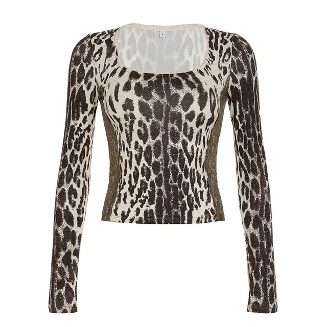 European And American Long sleeved Bottoming Shirt Brown - Shop at LoveMi
