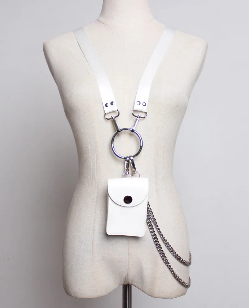 Mini Detachable Metal Chain Crossbody Halter Dual use Bag White - Shop at LoveMi