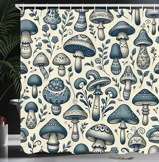 Interesting Shower Curtain Punch-free Decoration - Ivoryandslateblue - View 1