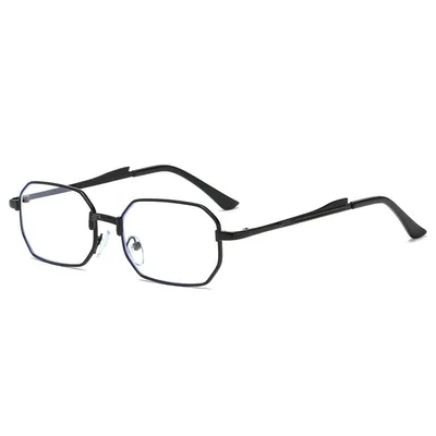 Personality Polygon Metal Sun Glasses Black Frame White Flat - Shop at LoveMi