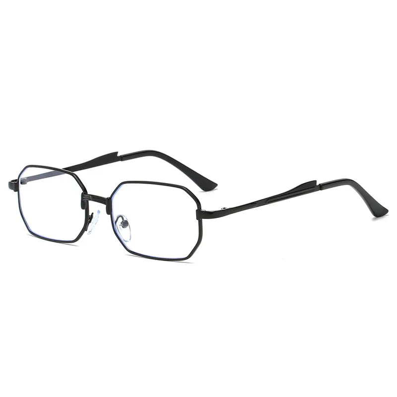 Personality Polygon Metal Sun Glasses Black Frame White Flat - Shop at LoveMi