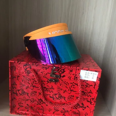 UV Protection Brim Rotating Sun Hat Lens Adjustable Sun Hat Colorful Mirror Orange Belt - Shop at LoveMi