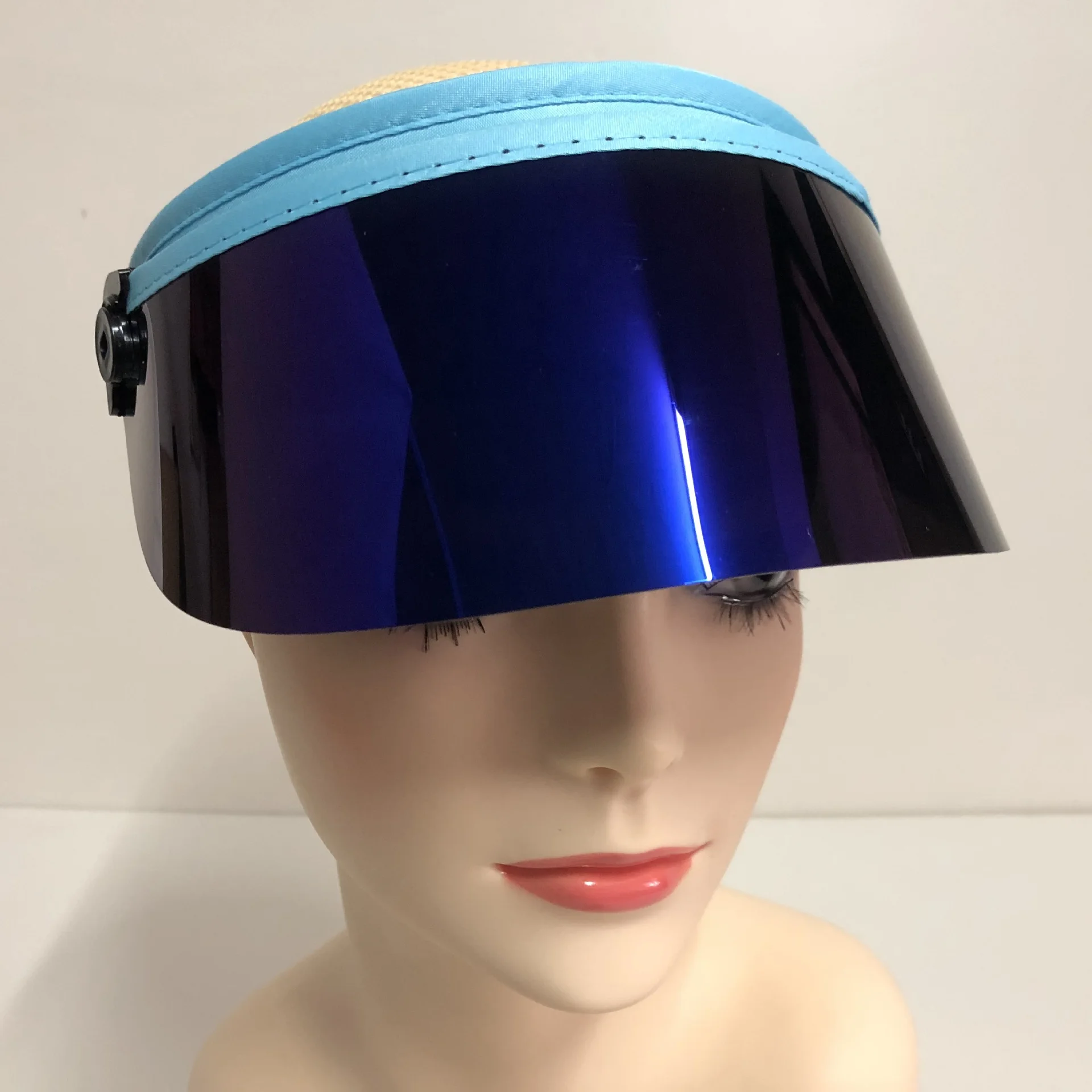 UV Protection Brim Rotating Sun Hat Lens Adjustable Sun Hat - Dark Blue Lens Blue Belt