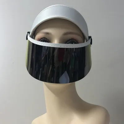UV Protection Brim Rotating Sun Hat Lens Adjustable Sun Hat Gold Mirror White Belt - Shop at LoveMi