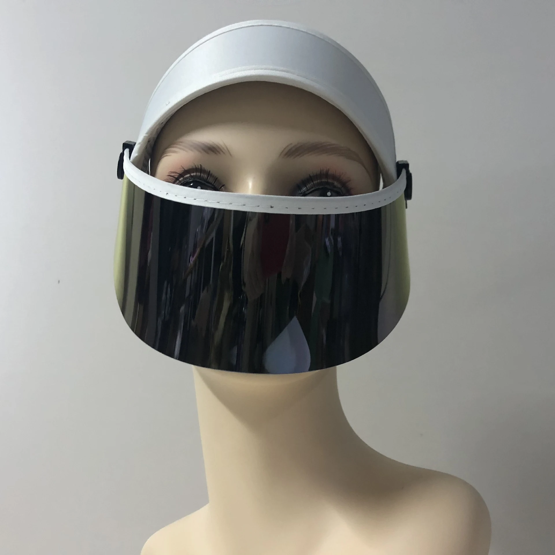 UV Protection Brim Rotating Sun Hat Lens Adjustable Sun Hat - Gold Mirror White Belt - View 1