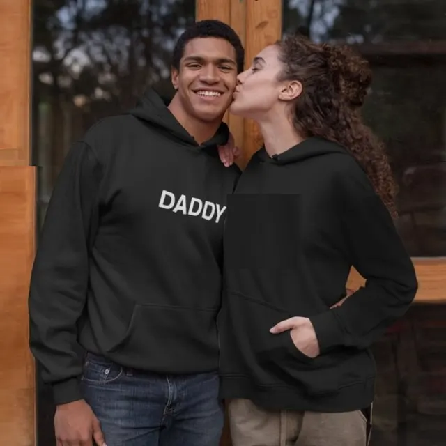 DADDY DADDY'S GIRL Couple Wear Hooded Sweater Daddy Black White Letters - Shop at LoveMi
