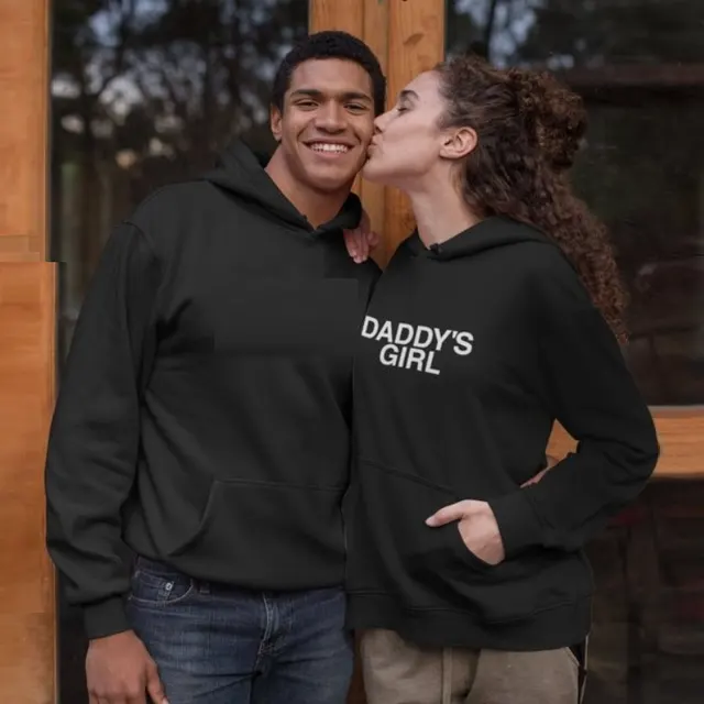 DADDY DADDY'S GIRL Couple Wear Hooded Sweater Girl Black White Letters - Shop at LoveMi