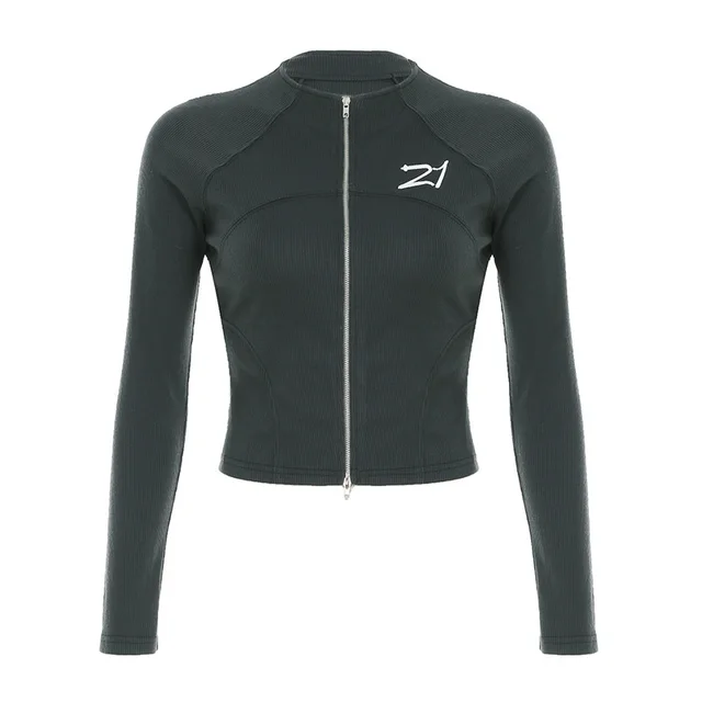 European And American Street Cool Mechanical Style Thread Zipper Jacket Gray - Shop at LoveMi