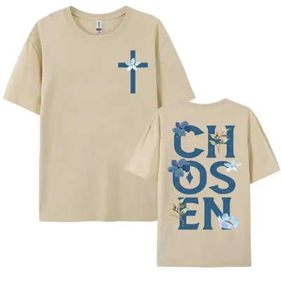 Chosen Floral Aesthetic Bible Verse T shirts Women's Trendy 1Style - Shop at LoveMi