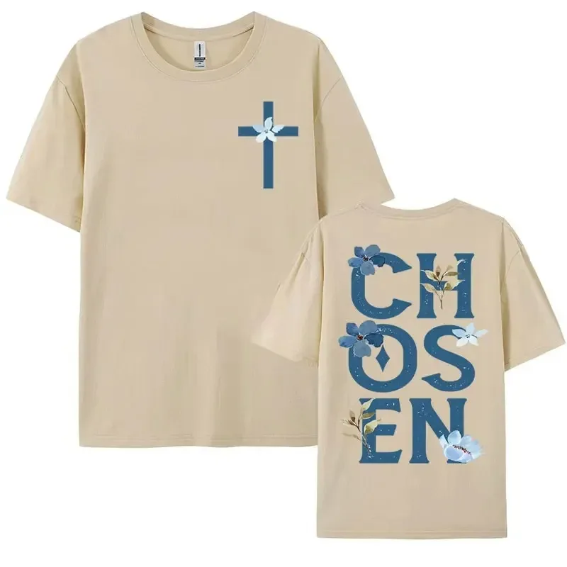 Chosen Floral Aesthetic Bible Verse T-shirts Women's Trendy - 1Style