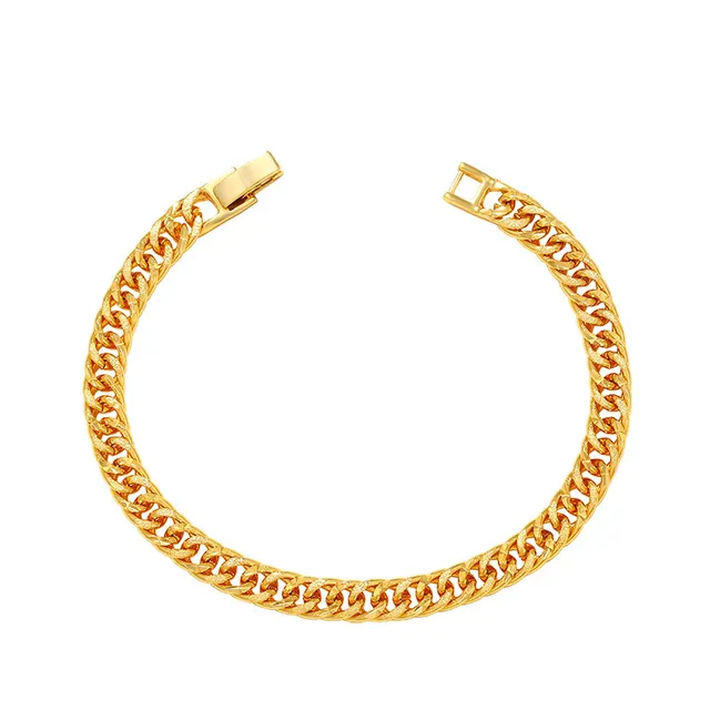 Gold plated Copper Bracelet Men's Lady Couple Jewelry Alloy Curb Necklace 24K Gold Plated - Shop at LoveMi