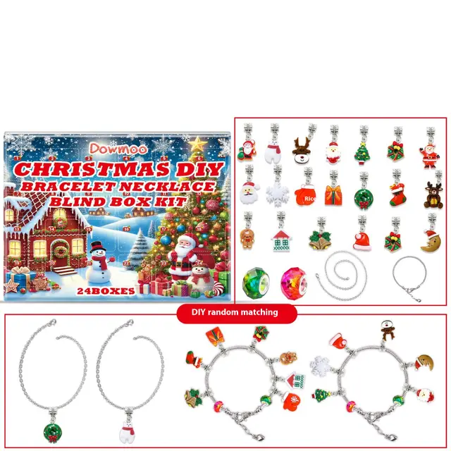 24 Grid Christmas DIY Bracelet Necklace Blind Box Christmas 24 Grid Bracelet Suit - Shop at LoveMi