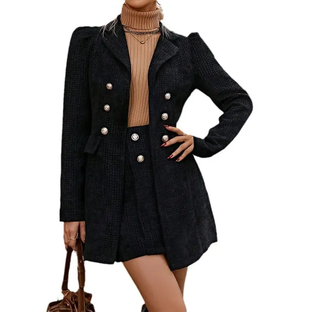Solid Color Commute Blazer Collar Coat Waist slimming Dress Suit Black - Shop at LoveMi