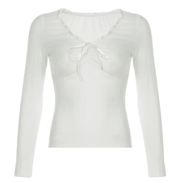 Pure Want Waist Slimming Bottoming Shirt Top White - Shop at LoveMi