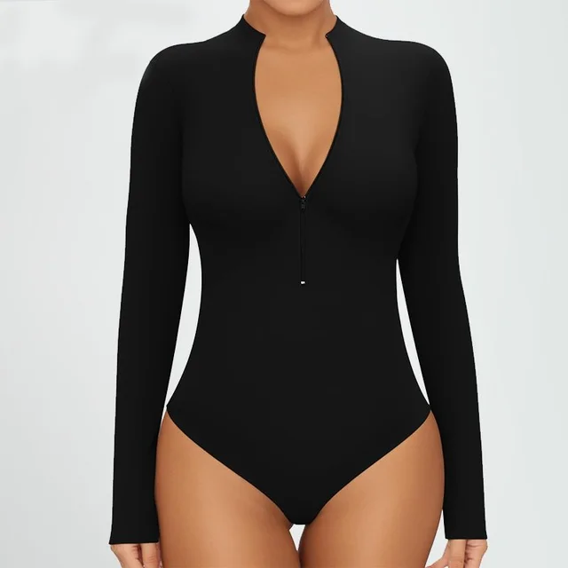 Zipper Style Slim Thread Long Sleeved Triangle Pants Black - Shop at LoveMi