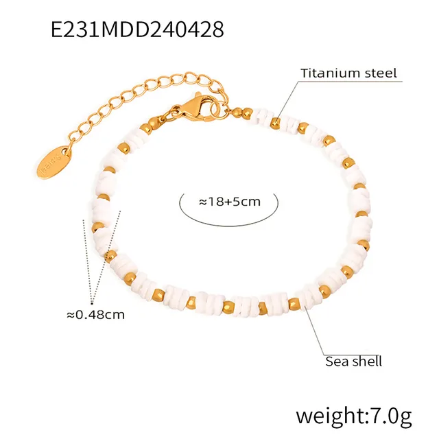 Light Luxury Shell Beaded Titanium Steel Plated Bracelet And Necklace Set Bracelet - Shop at LoveMi