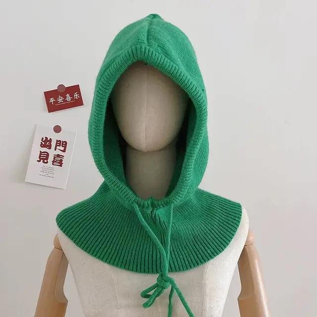 Autumn And Winter Knitting Scarf Integrated Sleeve Cap Green - Shop at LoveMi