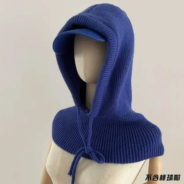 Autumn And Winter Knitting Scarf Integrated Sleeve Cap Sapphire Blue - Shop at LoveMi