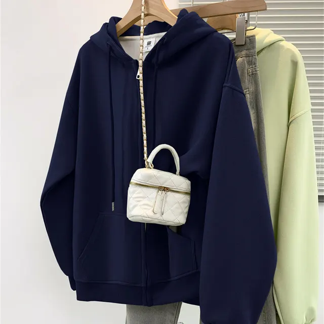 Women's Cotton Hooded Sweater Spring And Autumn Thin Navy Blue - Shop at LoveMi