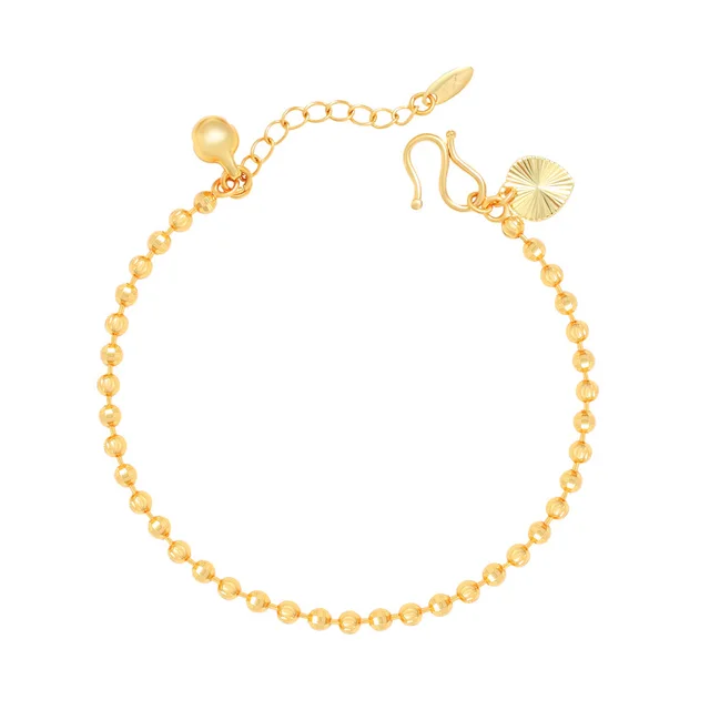 Copper Alloy Electroplated Real Gold Frosted Carven Design Geometric Beads Bracelet 24K Gold Plated - Shop at LoveMi