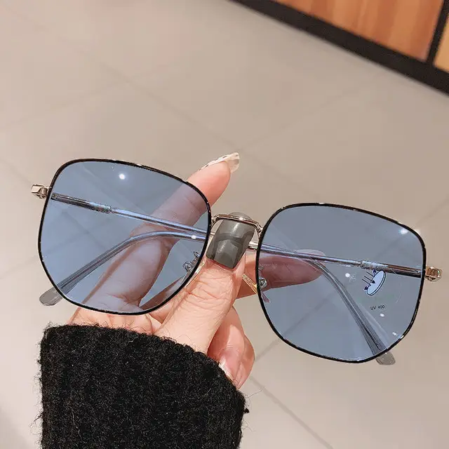 Color Changing Glasses Women's Myopia Can Be Equipped With Degrees Black And Silver Frame Blue - Shop at LoveMi
