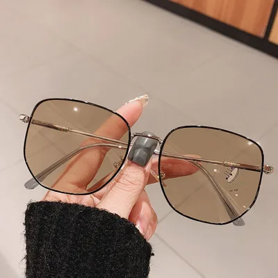 Color Changing Glasses Women's Myopia Can Be Equipped With Degrees Black And Silver Frame Brown - Shop at LoveMi