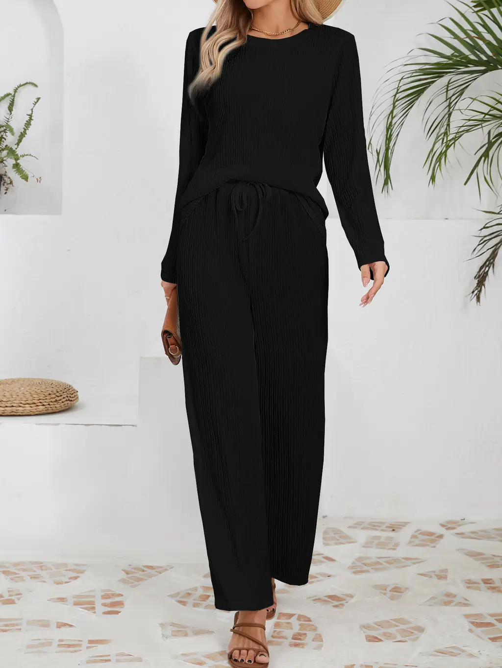 Autumn And Winter New Knitted Jacquard Long Comfort And Casual Loose Outfit - Black
