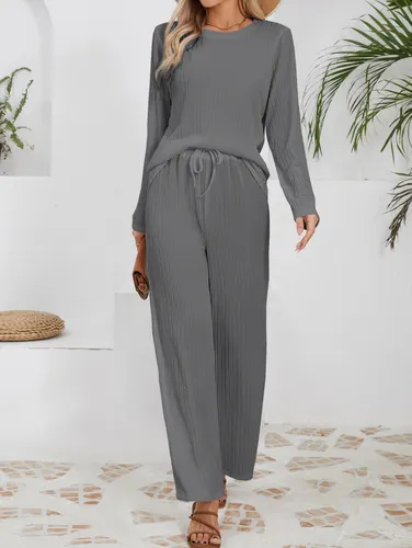 Autumn And Winter New Knitted Jacquard Long Comfort And Casual Loose Outfit Gray - Shop at LoveMi