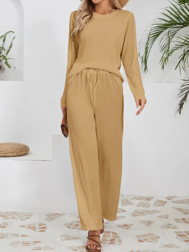 Autumn And Winter New Knitted Jacquard Long Comfort And Casual Loose Outfit Khaki - Shop at LoveMi