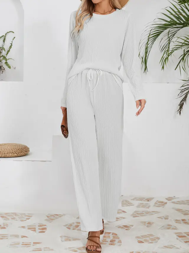 Autumn And Winter New Knitted Jacquard Long Comfort And Casual Loose Outfit White - Shop at LoveMi