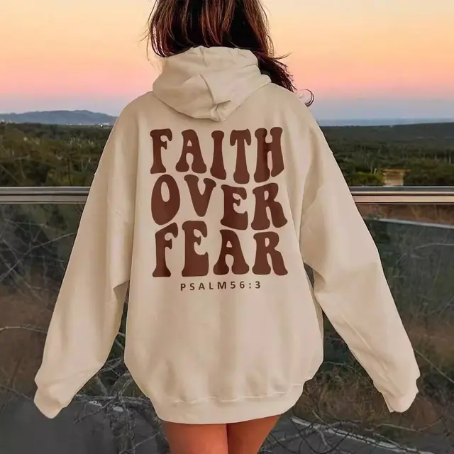 New Letter Print Pullover Hooded Sweater Khaki - Shop at LoveMi