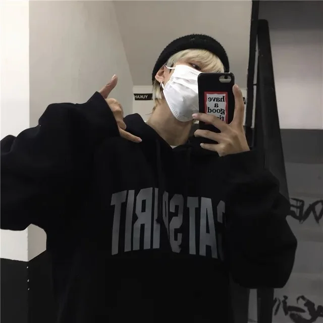 American Hiphop Sweater Men's Couple Wear Autumn And Winter European And American High Street Fleece Padded Coat Black - Shop at LoveMi