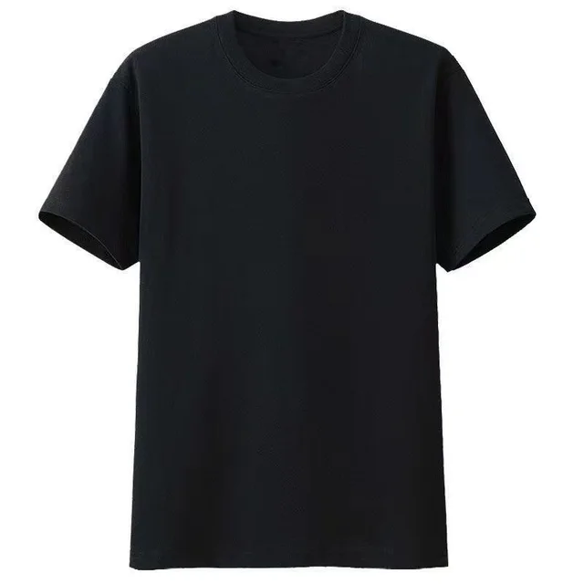 Pure Cotton Plain Clothes Black And White Round Neck Short Sleeve Loose Black - Shop at LoveMi