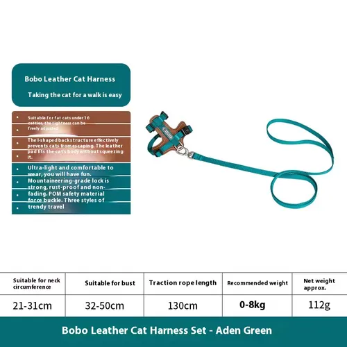 Cat Chest Back Haulage Rope Package I shaped Vest Chest Back Pet Supplies Satin Green - Shop at LoveMi