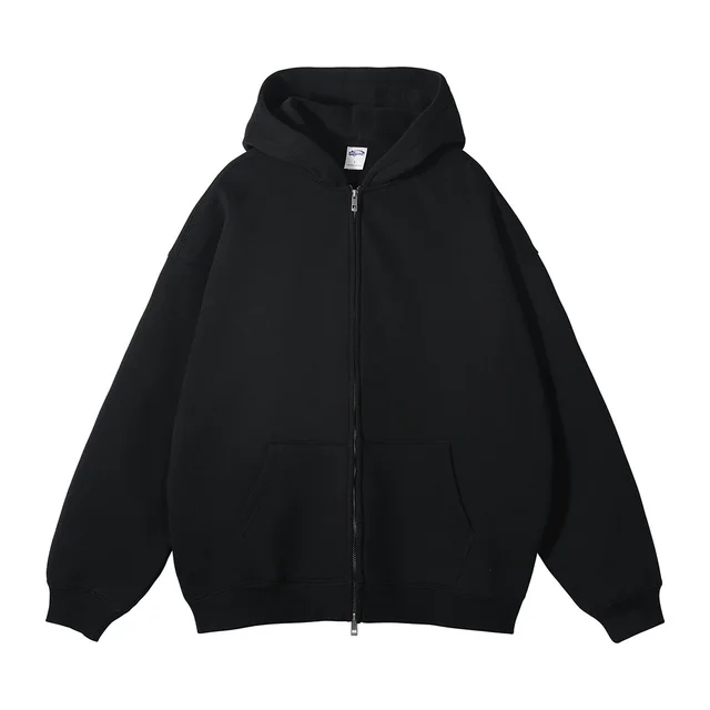 Loose Fashion Brand Hooded Men's Sweater Fleece lined Thickened Black - Shop at LoveMi