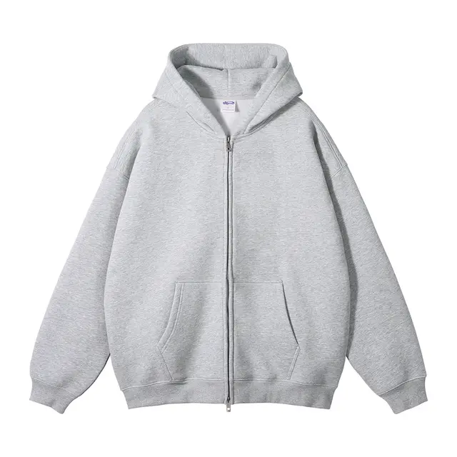 Loose Fashion Brand Hooded Men's Sweater Fleece lined Thickened Flower Gray - Shop at LoveMi