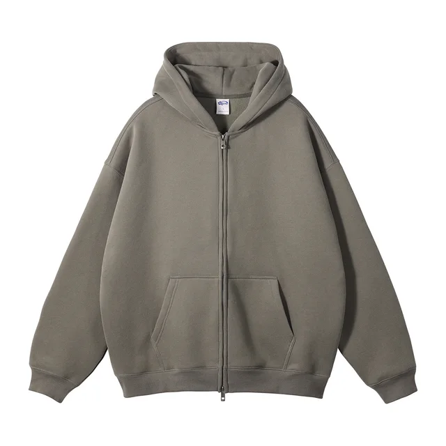 Loose Fashion Brand Hooded Men's Sweater Fleece lined Thickened Gray Coffee - Shop at LoveMi