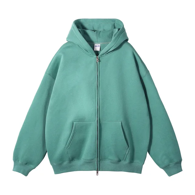 Loose Fashion Brand Hooded Men's Sweater Fleece lined Thickened Medium Green - Shop at LoveMi
