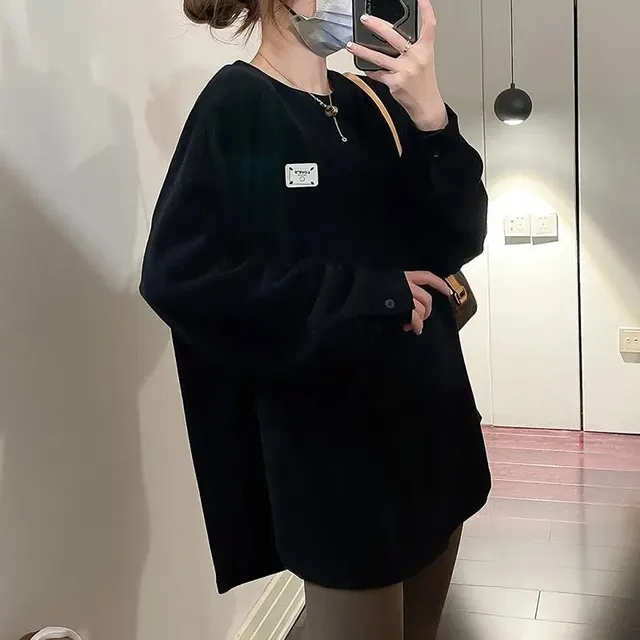 Warm T shirt Women's Autumn And Winter Black - Shop at LoveMi