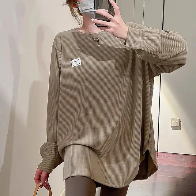 Warm T shirt Women's Autumn And Winter Khaki - Shop at LoveMi