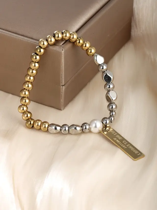 European And American Love Cross Diamond Woven Beads Artificial Gemstone Stainless Steel Bracelet For Women Type F - Shop at LoveMi