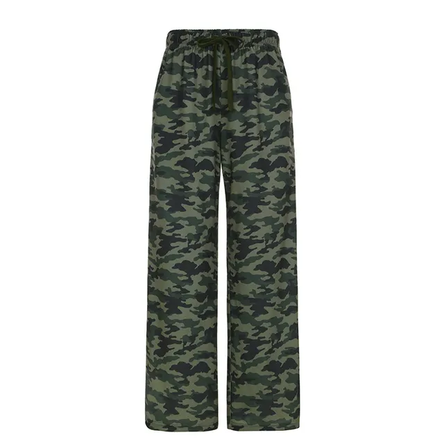 American High Street Casual Loose Camouflage Sweater Pants Army Green - Shop at LoveMi